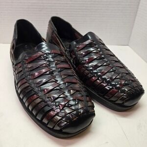 SunSteps Hand Woven Huarache Sandals Mens 9.5 Brown Leather Shoes Slip On